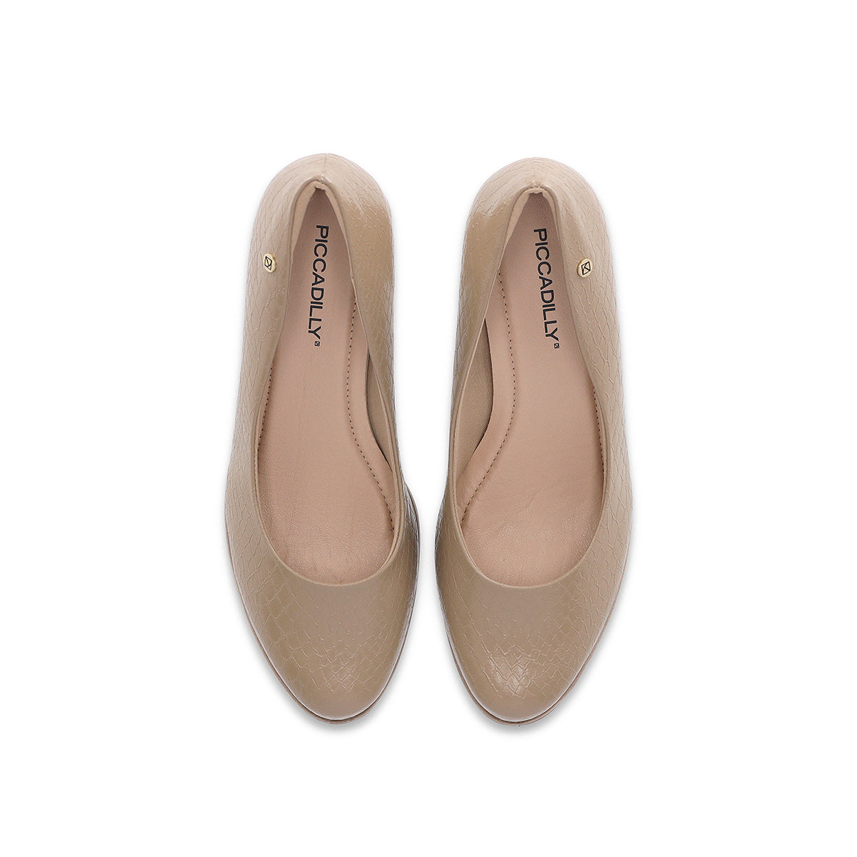 Zapatillas tacón medio de 5 cm con textura efecto piel y suela super adherente para mujer color arena plantilla cómoda