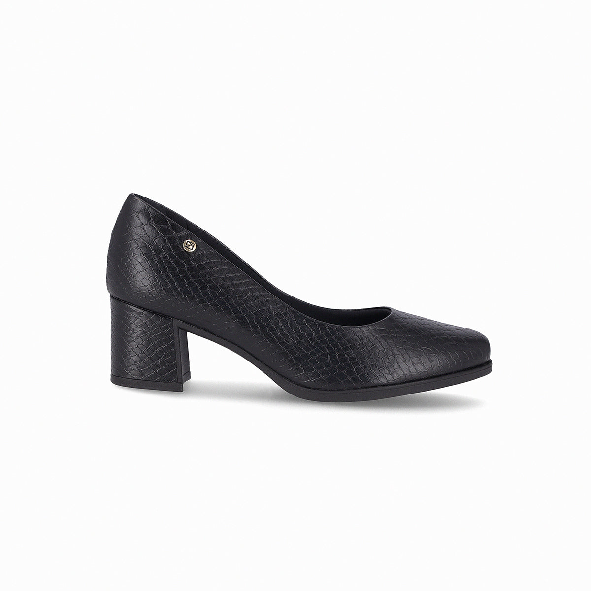 Zapatillas tacón medio de 5 cm con textura efecto piel y suela super adherente para mujer color negro