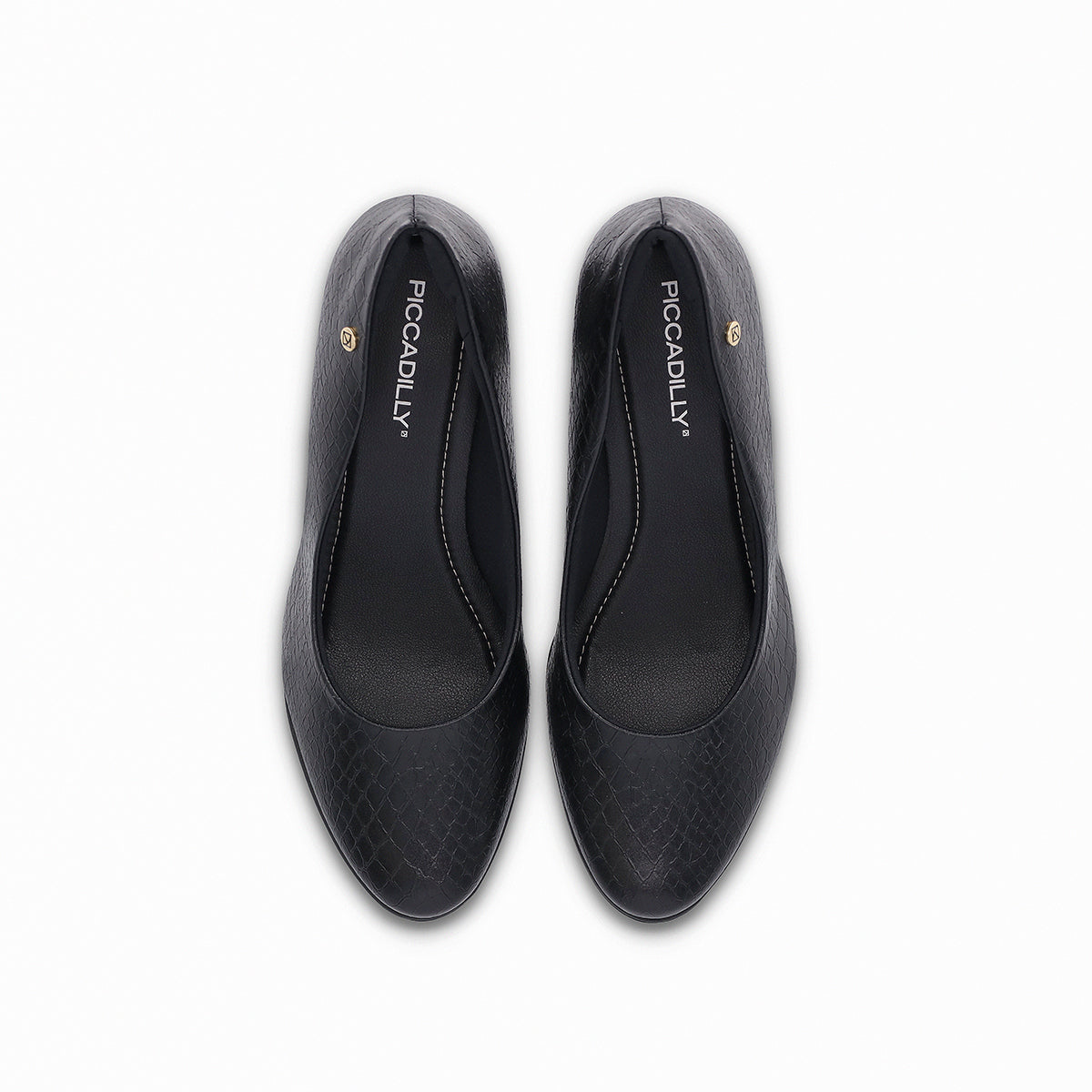 Zapatillas tacón medio de 5 cm con textura efecto piel y suela super adherente para mujer color negro vista superior