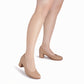 Modelando zapatillas tacón medio de 5 cm con textura efecto piel y suela super adherente para mujer color nude