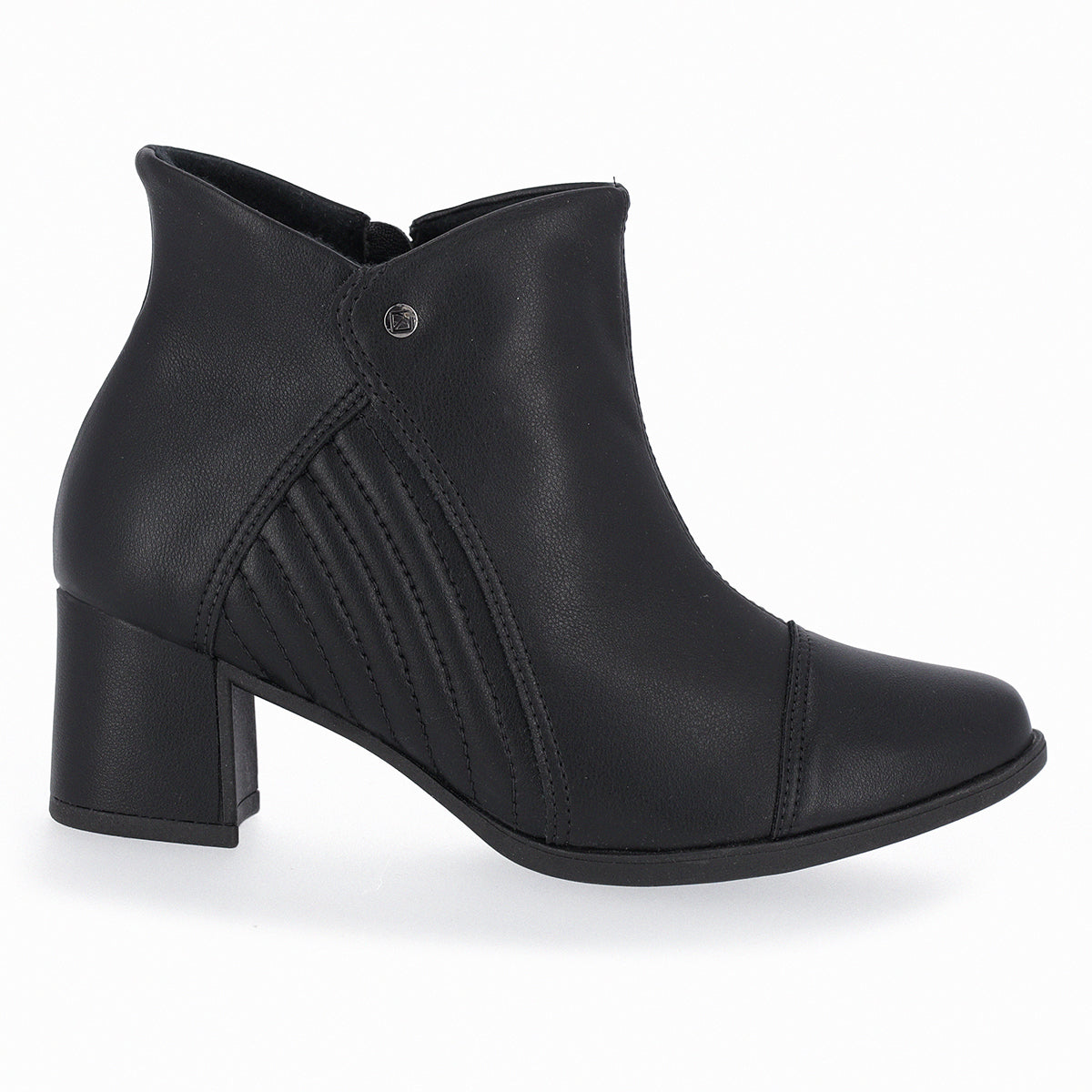 Botín para mujer tacón medio 5 cm con costuras laterales color negro