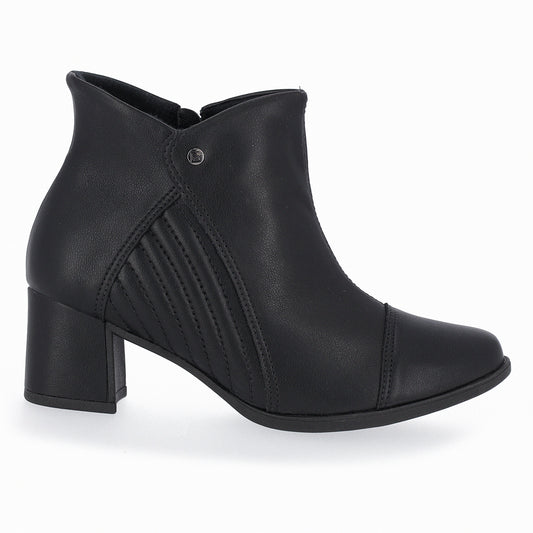 Botín para mujer tacón medio 5 cm con costuras laterales color negro