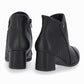 Botín para mujer tacón medio 5 cm con costuras laterales color negro cierre lateral vista trasera