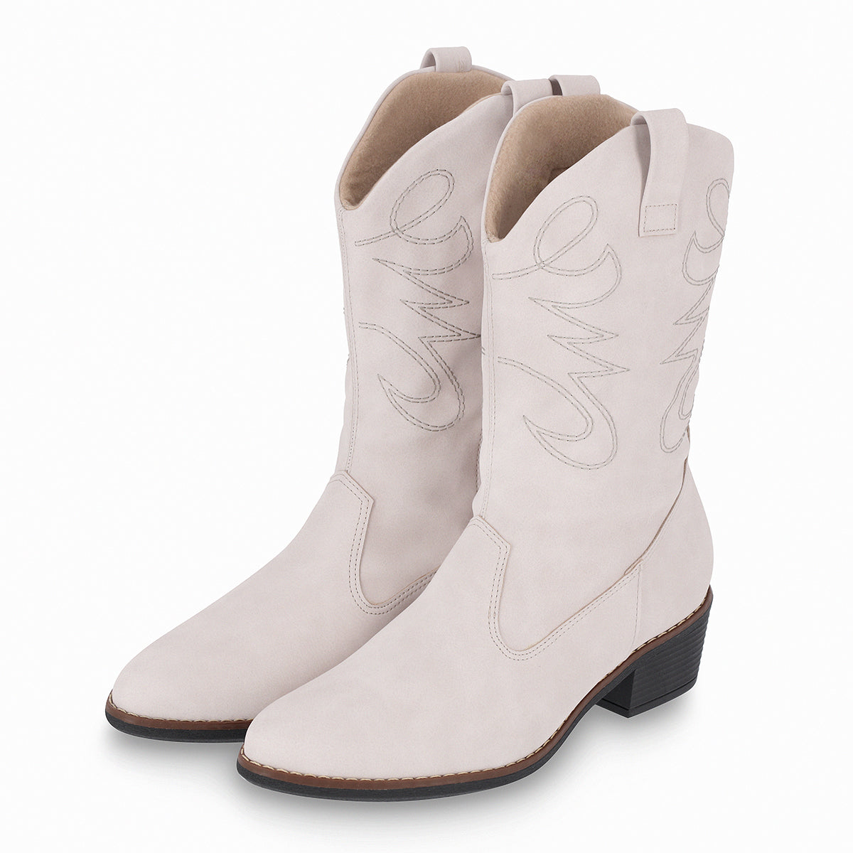 par de botas vaqueras color blanco para mujer suela negra