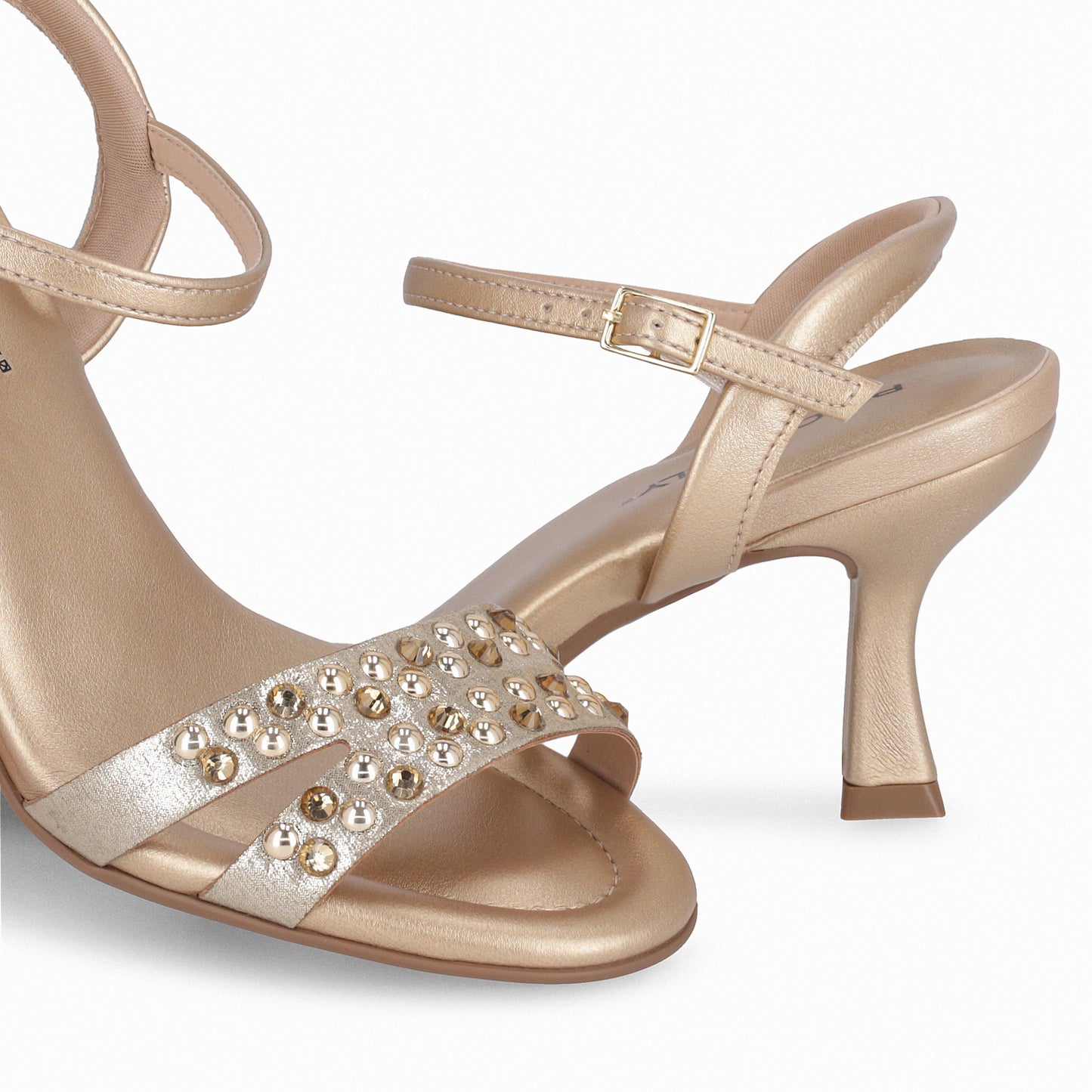 Sandalia tacón elegante con correa ajustable y piedras - Andreia