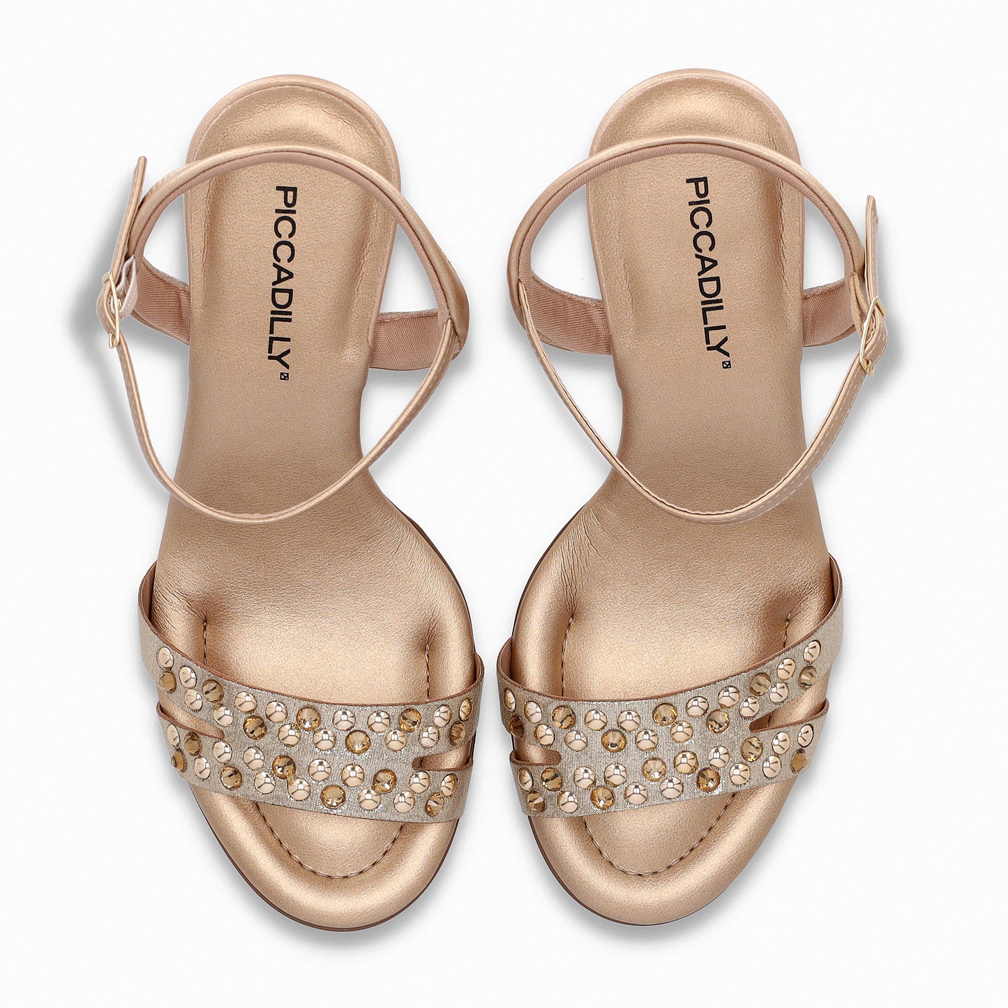 Sandalia tacón elegante con correa ajustable y piedras - Andreia