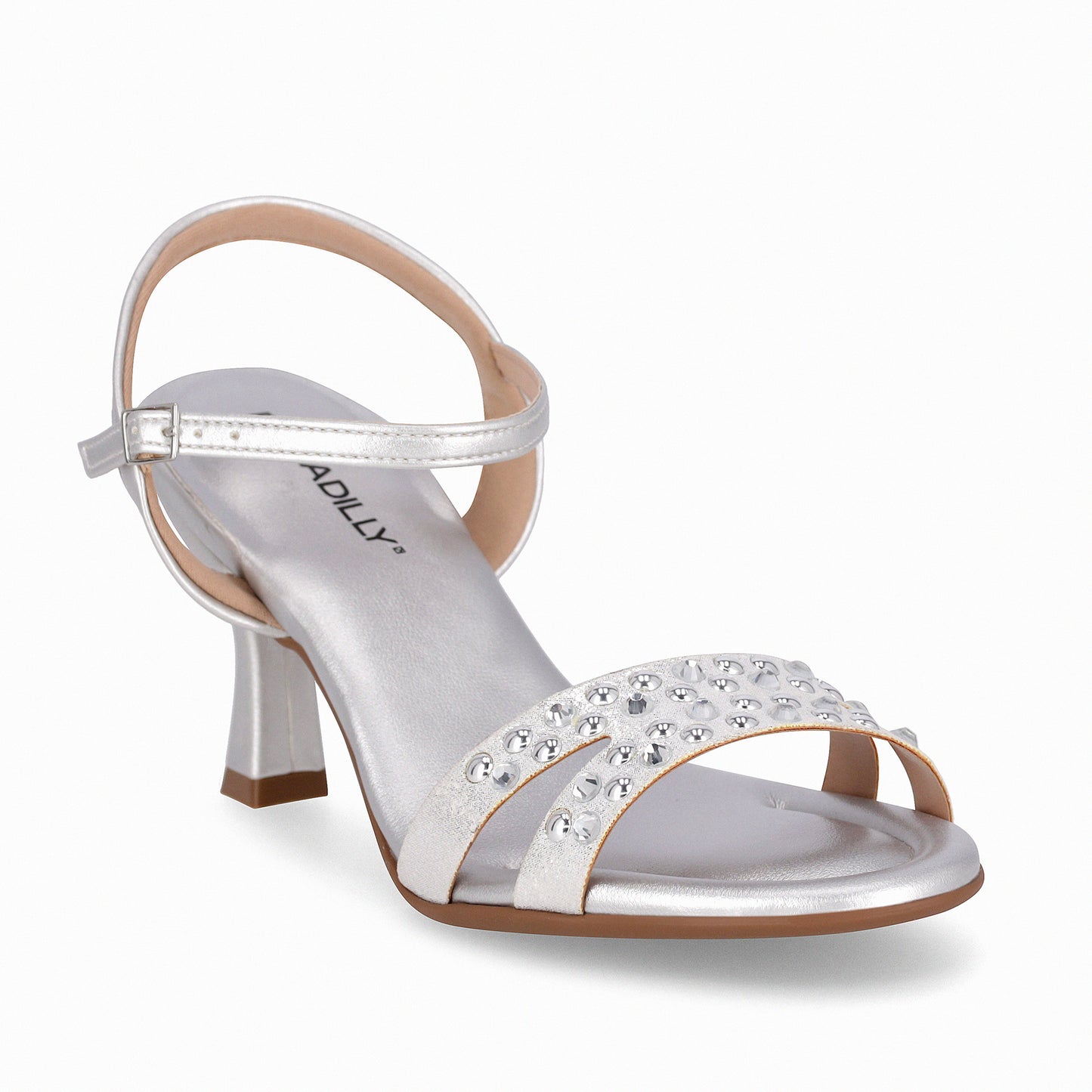 Sandalia tacón elegante con correa ajustable y piedras - Andreia