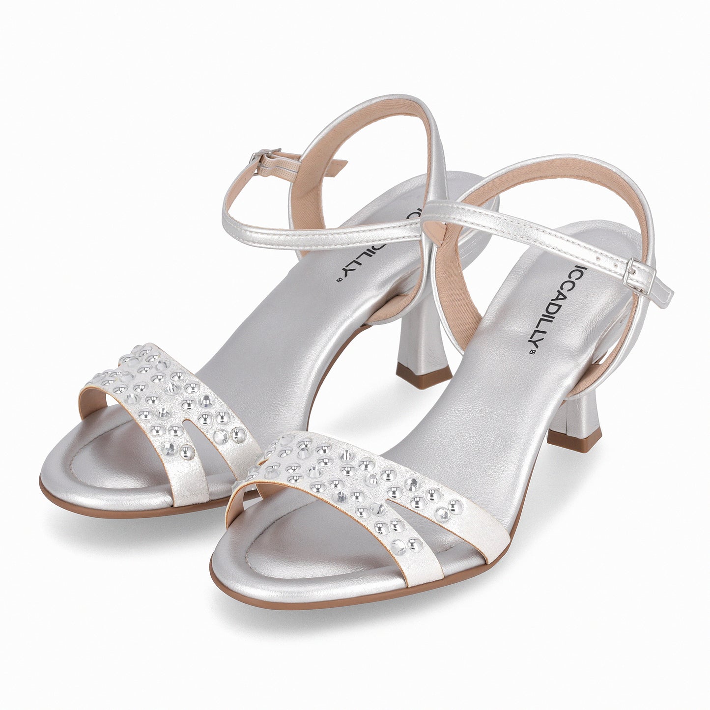 Sandalia tacón elegante con correa ajustable y piedras - Andreia