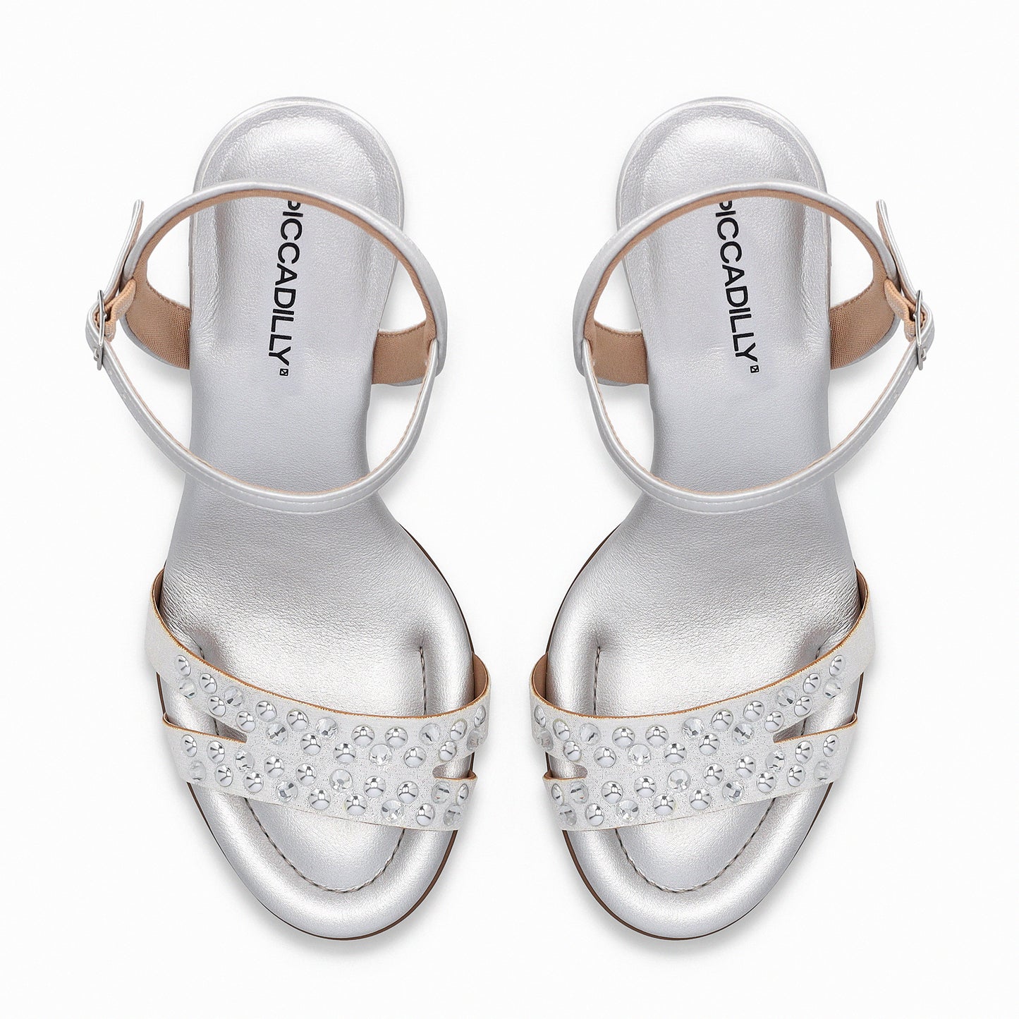 Sandalia tacón elegante con correa ajustable y piedras - Andreia