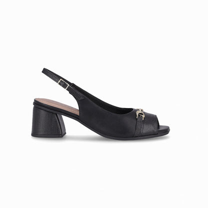 Slingback tacón medio peep toe con eslabones – Adriana