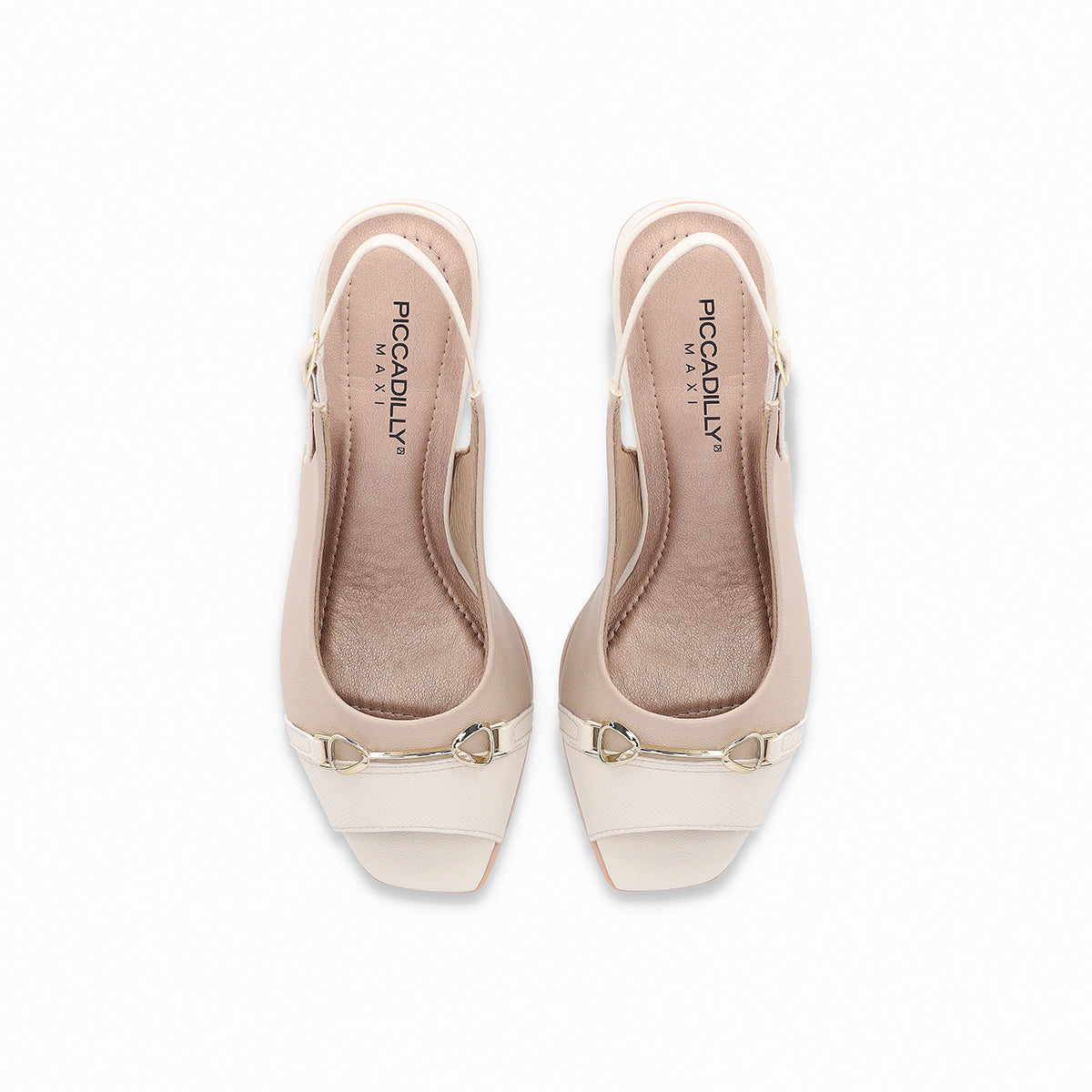 Slingback tacón medio peep toe con eslabones – Adriana