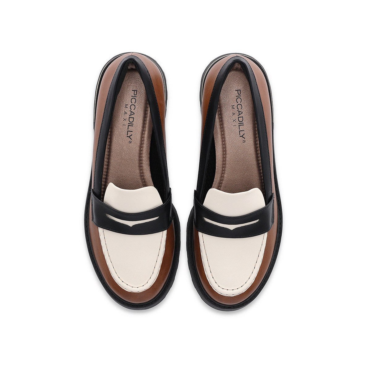 mocasín bicolor azul y blanco para mujer