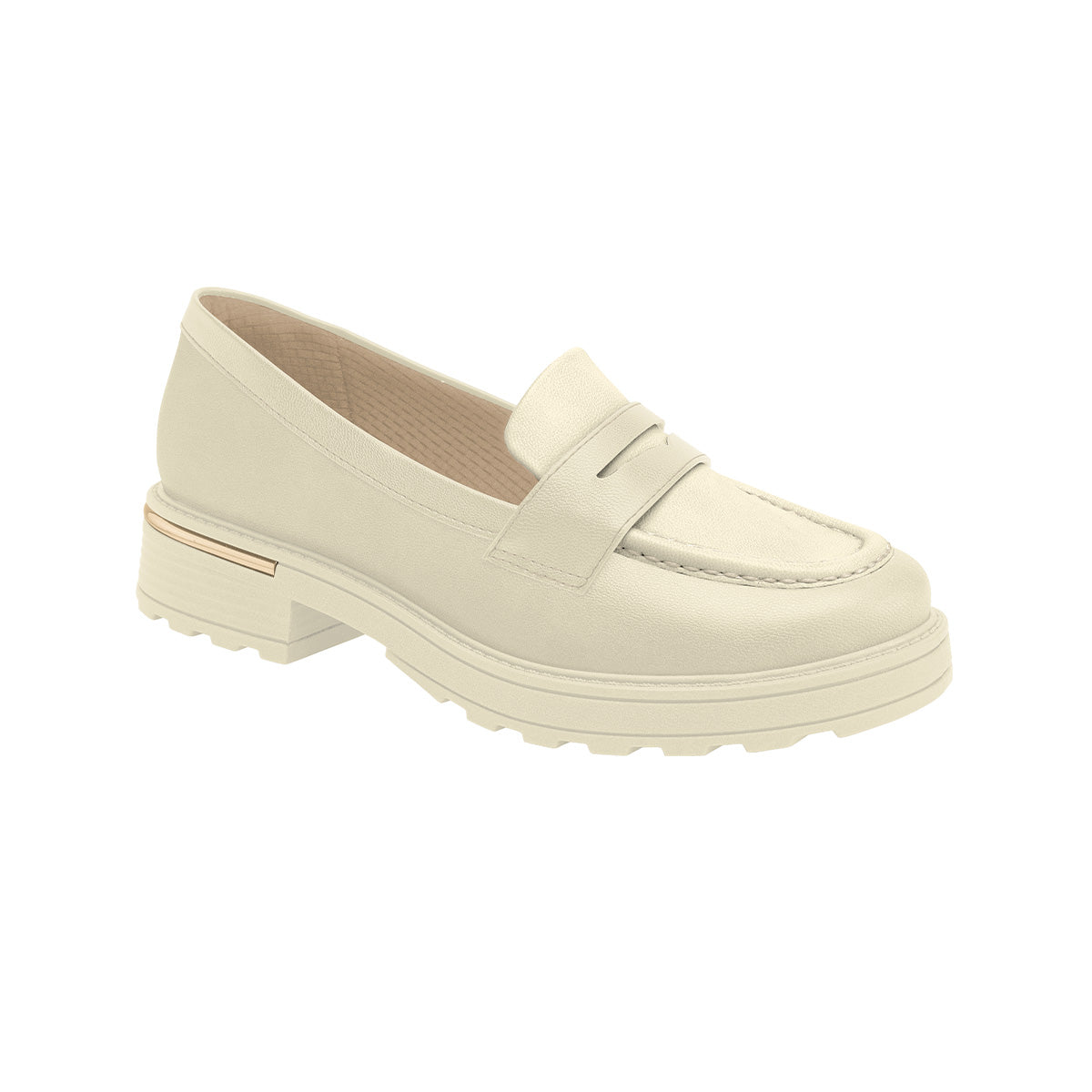 mocasín para mujer color blanco suela ancha con dibujo para mejor tracción y reducir resbalones