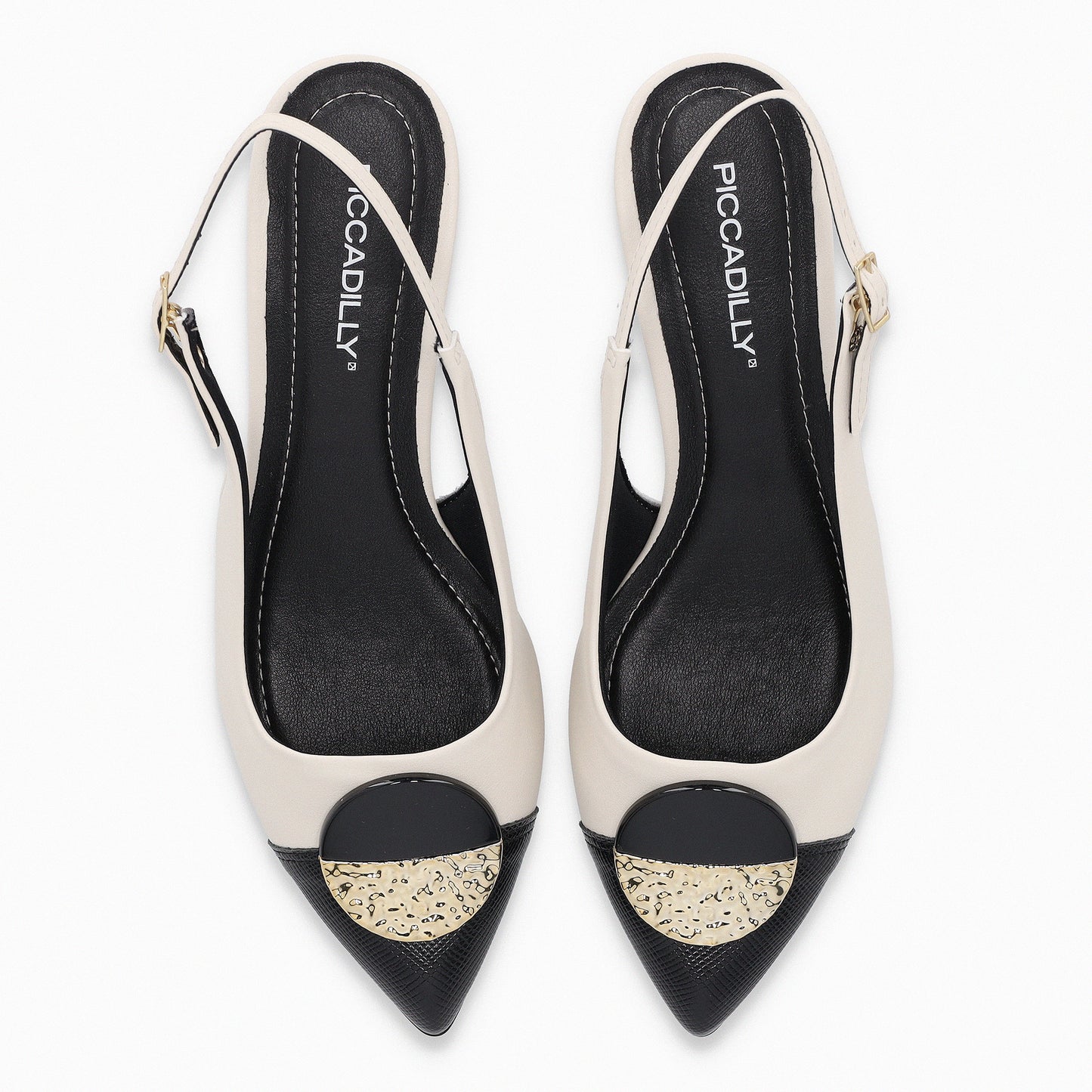 Zapato stiletto semi abierto de tacón medio con correa  – Taci