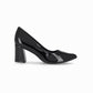Zapatilla dama de tacón alto cuadrado y puntera almendrada color negro