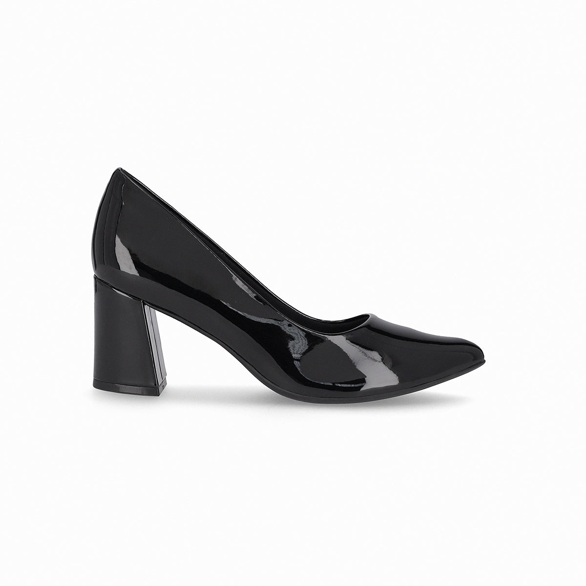 Zapatilla dama de tacón alto cuadrado y puntera almendrada color negro