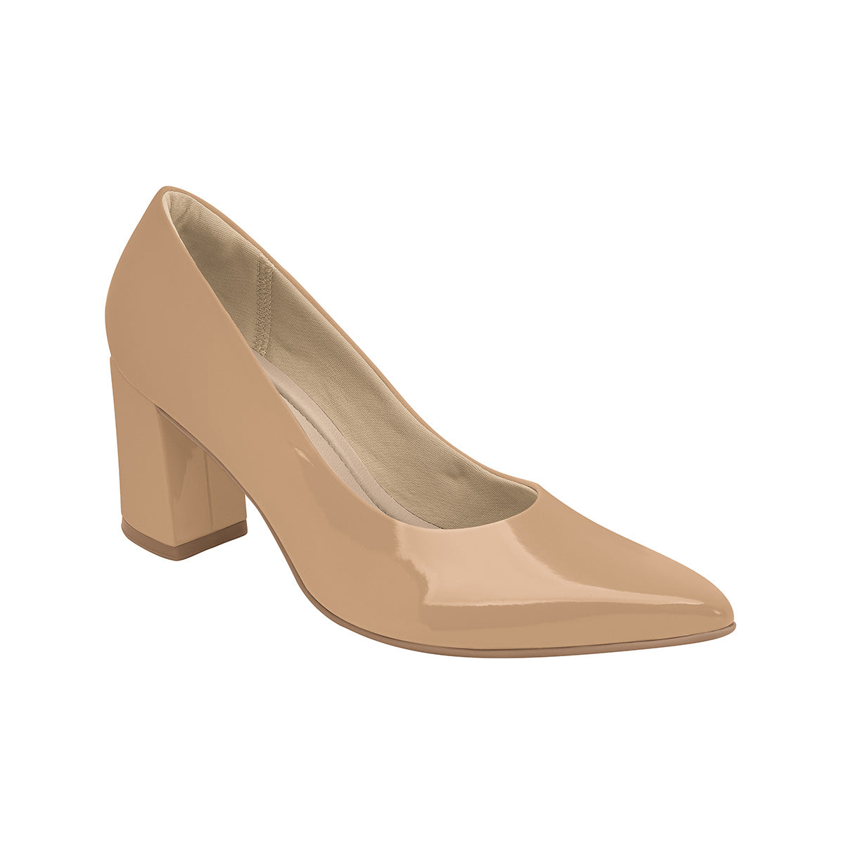 Zapatilla dama de tacón alto cuadrado y puntera almendrada color nude