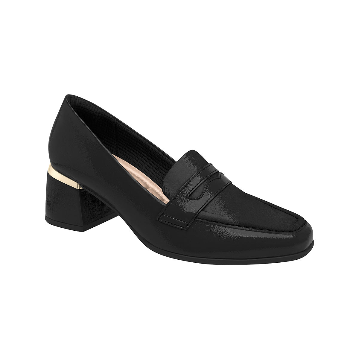 Mocasines negro para mujer tacón medio 5 cm diseño clásico