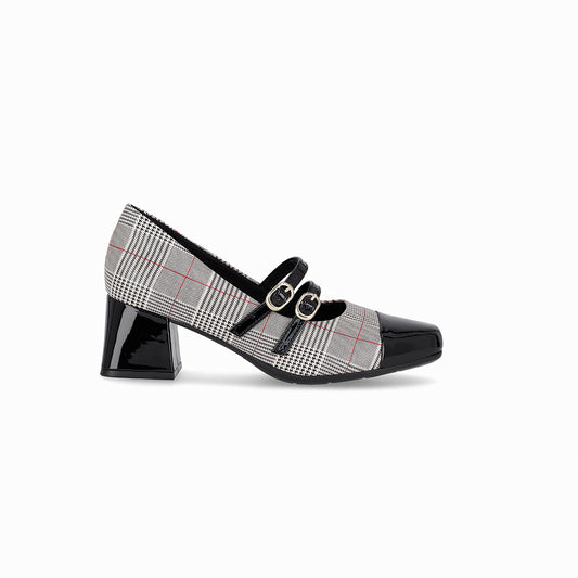 Zapatilla cap toe estilo Mary Jane tacón medio – Estela