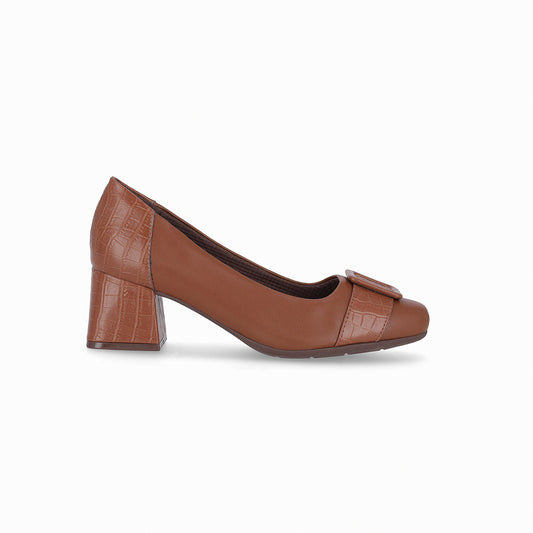 Zapatilla de tacón medio con hebilla croco – Estela