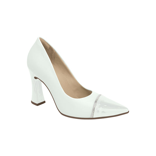 Zapatilla Stiletto tacón alto de campana con tira de piedras frontal – Silvana