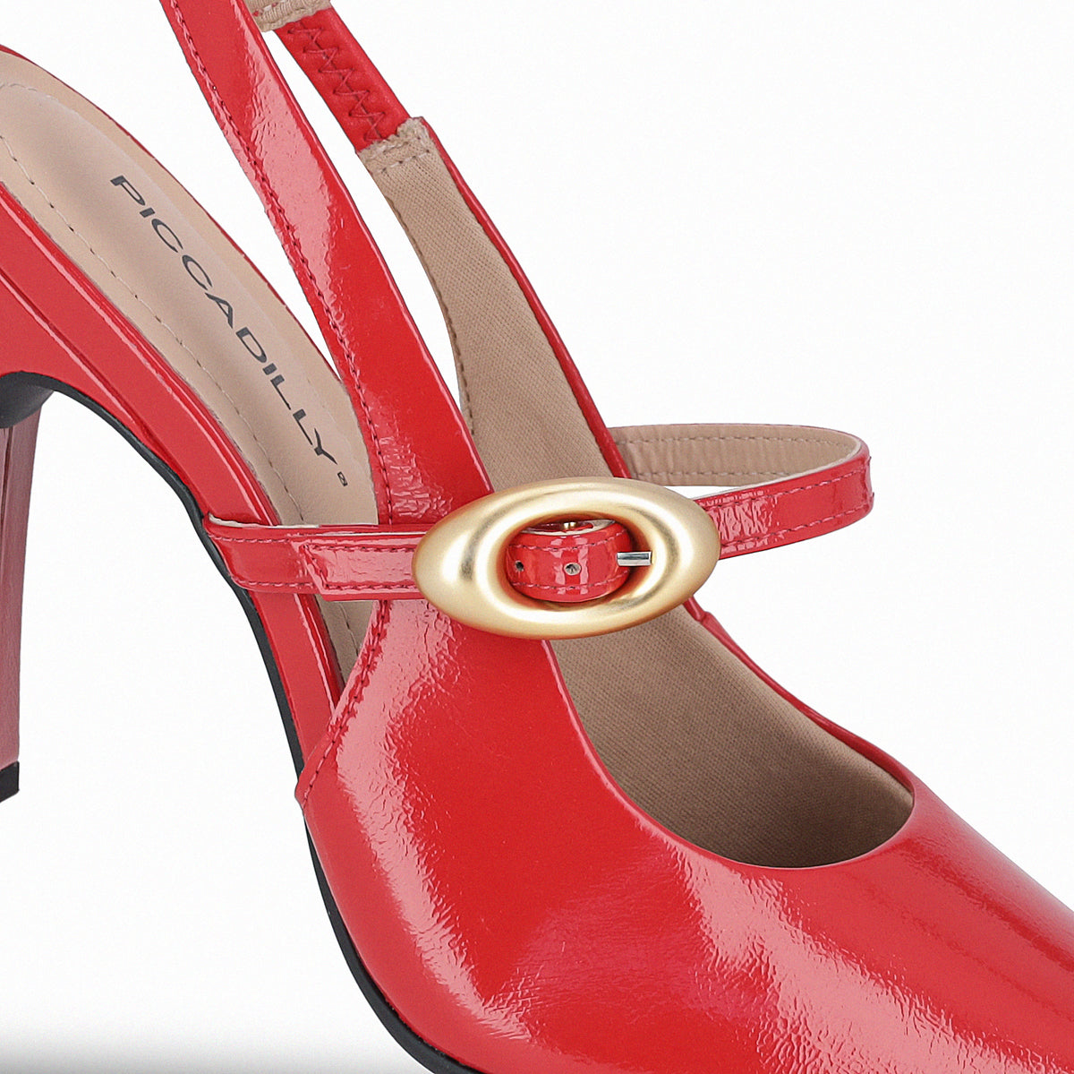 Zapatilla Stiletto semi abierto de tacón alto con hebilla para mujer – Silvana