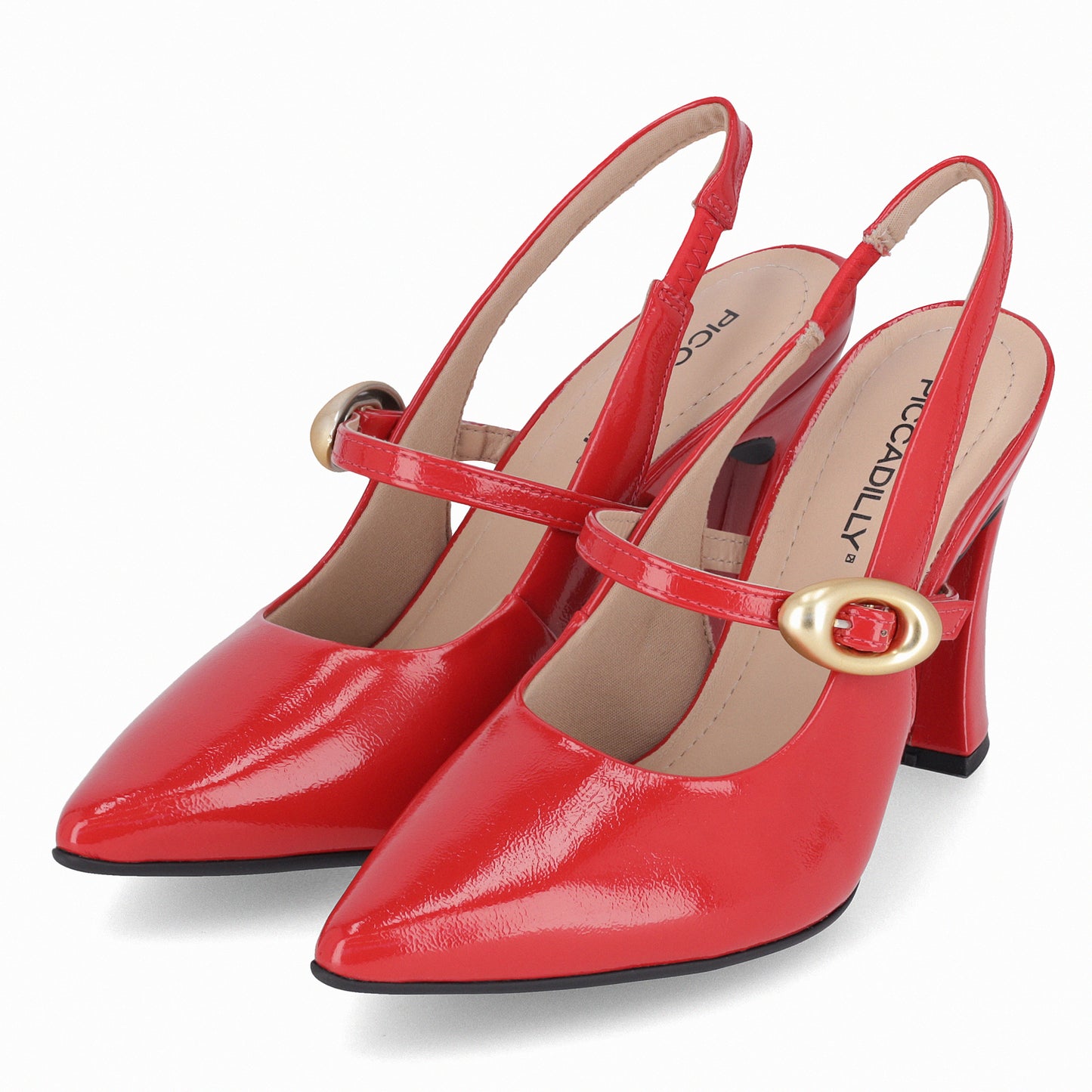 Zapatilla Stiletto semi abierto de tacón alto con hebilla para mujer – Silvana