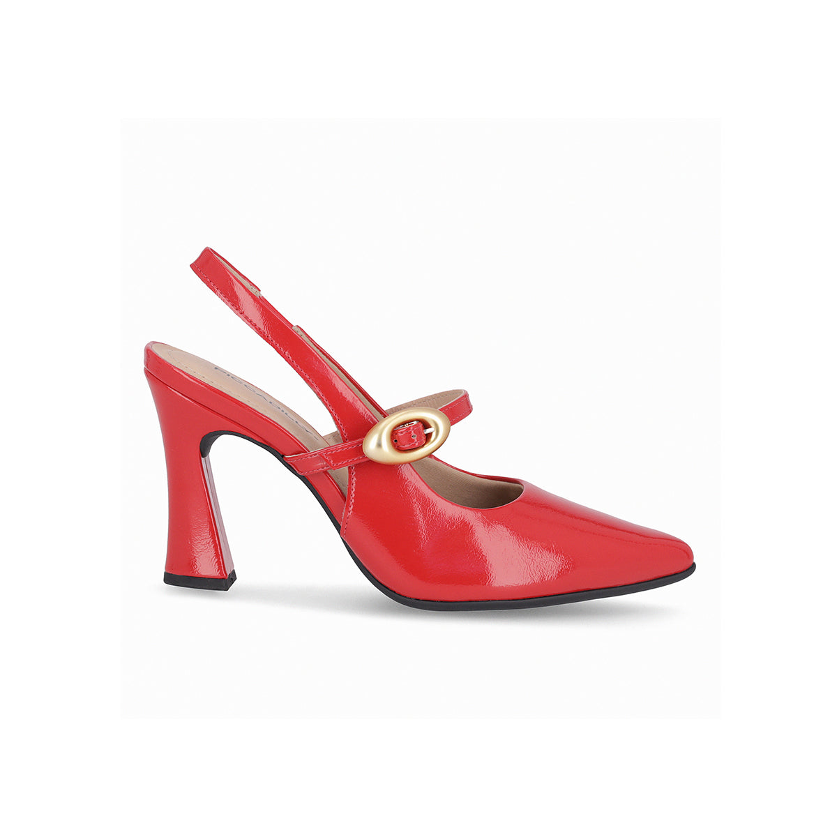 Zapatilla Stiletto semi abierto de tacón alto con hebilla para mujer – Silvana