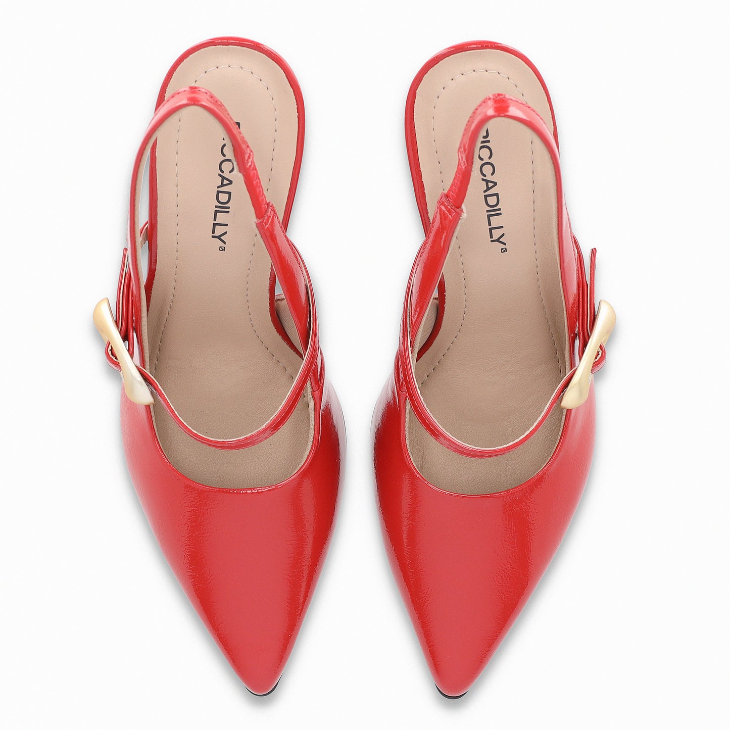 Zapatilla Stiletto semi abierto de tacón alto con hebilla para mujer – Silvana