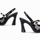 Zapatilla Stiletto semi abierto de tacón alto con hebilla para mujer – Silvana