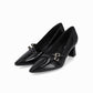 Zapato dama tipo stiletto tacón alto con correas cruzadas color negro puntera en punta