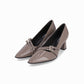 Zapato dama tipo stiletto tacón alto 6cm on correas cruzadas color taupe puntera en punta