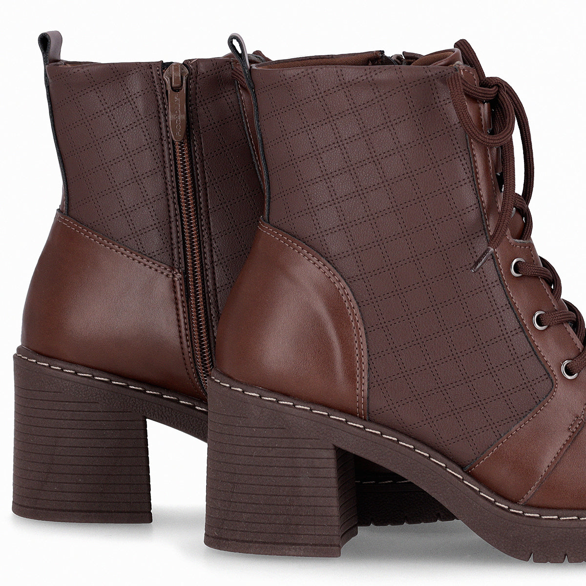 Botines doble textura de tacón alto con detalles de costuras - Denise