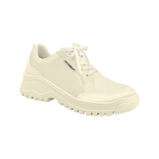 Tenis casuales color blanco off con plataforma 3.5 cm y WIDE FIT para mujer. Colección Lana ofrece un diseño moderno y versátil. Con WIDE FIT y suela cómoda.