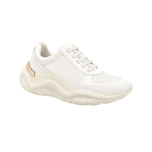 Tenis cuña media forro texturizado y detalle dorado - Fascitis