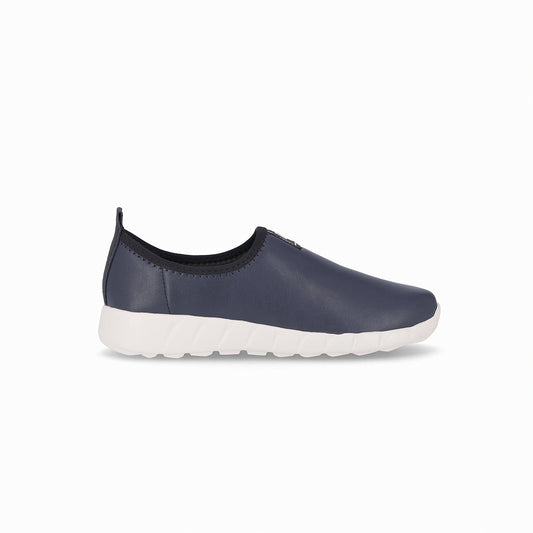 Tenis minimalistas color azul marino casuales cerrados para mujer, colección Eliane, cuña media 3.5 cm. Estilo casual, versátil y cómodo con amortiguación.