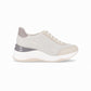 Tenis casuales blancos con tonalidades en café con plataforma 4 cm diseño geométrico en relieve para mujer, colección Nina. Elegantes y cómodos, suela adherente y calce fácil.