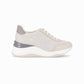 Tenis casuales blancos con tonalidades en café con plataforma 4 cm diseño geométrico en relieve para mujer, colección Nina. Elegantes y cómodos, suela adherente y calce fácil.