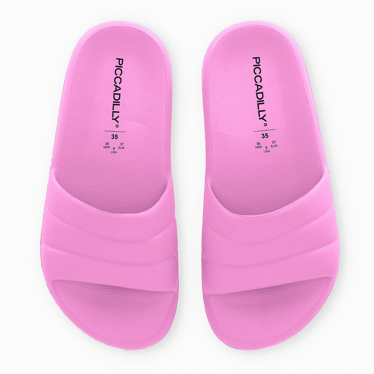 par de sandalias acolchadas rosas para mujer de piccadilly desde arriba