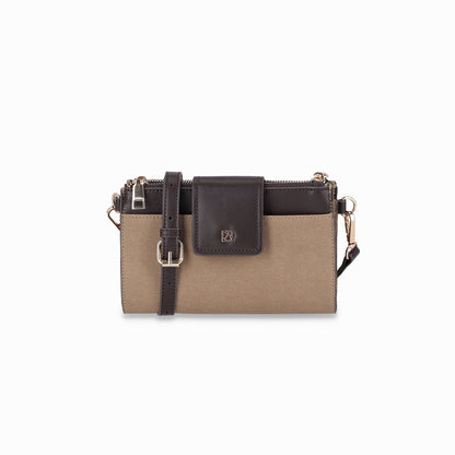 Bolsa crossbody con textura y cuatros compartimentos