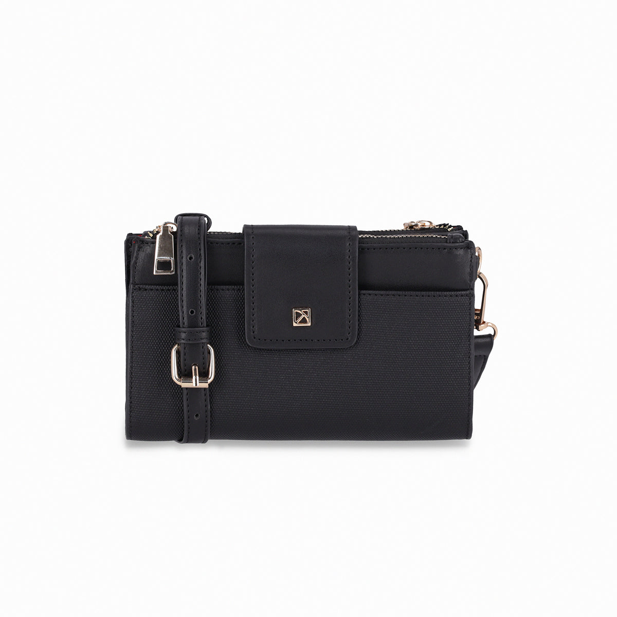 Bolsa crossbody con textura y cuatros compartimentos