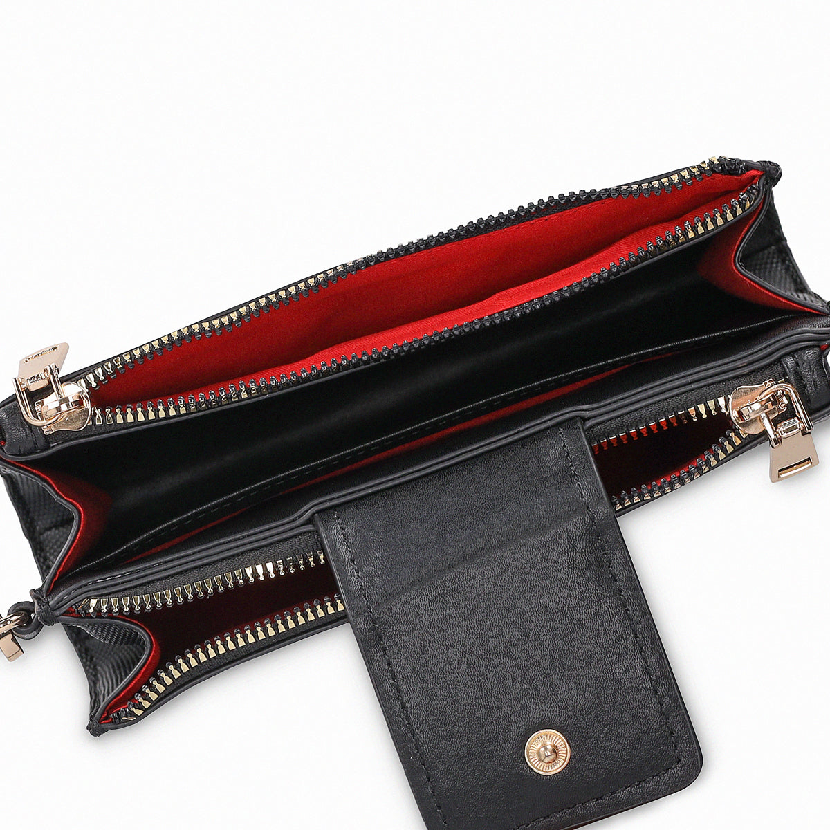 Bolsa crossbody con textura y cuatros compartimentos