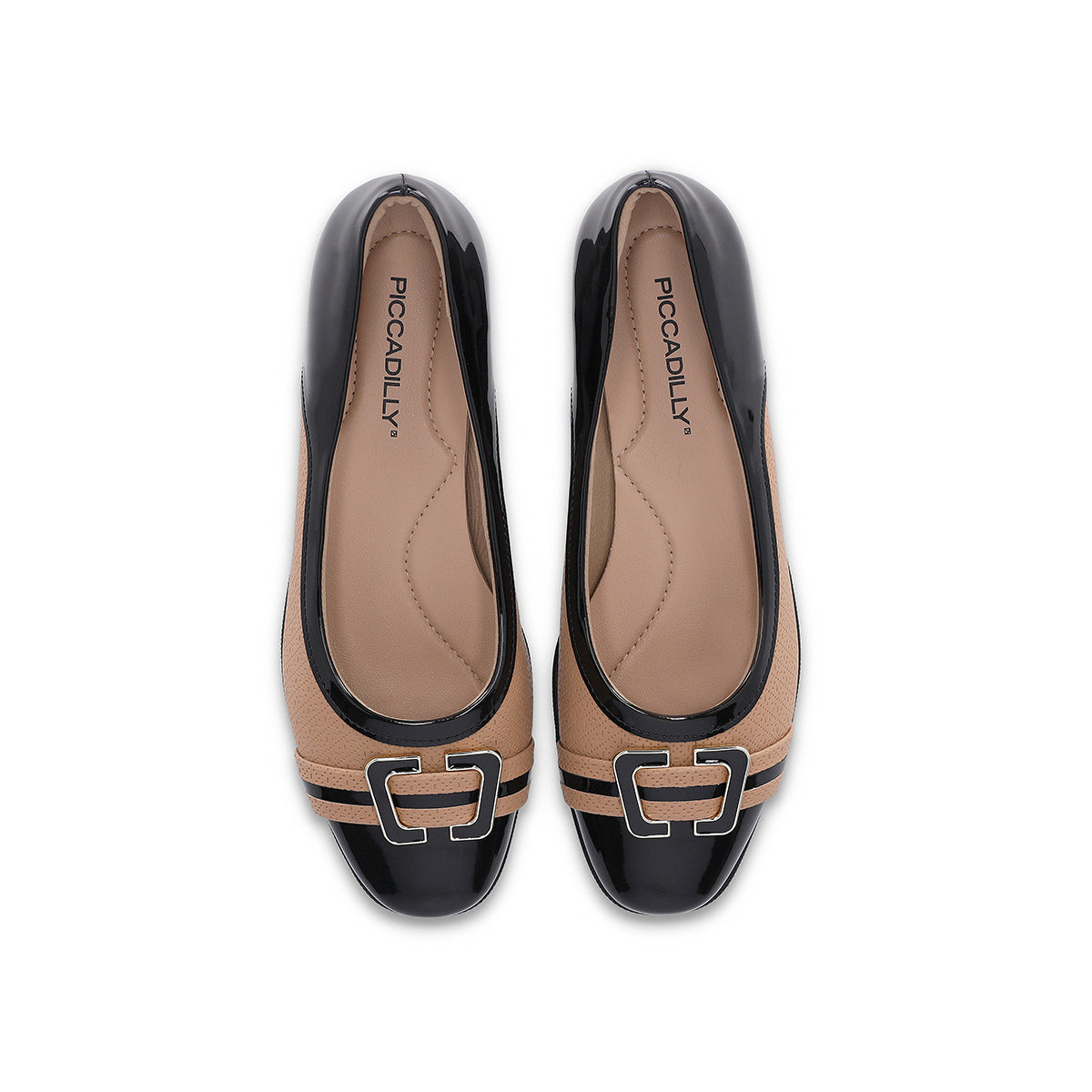 balerina ivone de tacon medio corrido para juanetes con hebilla para mujer nude negro