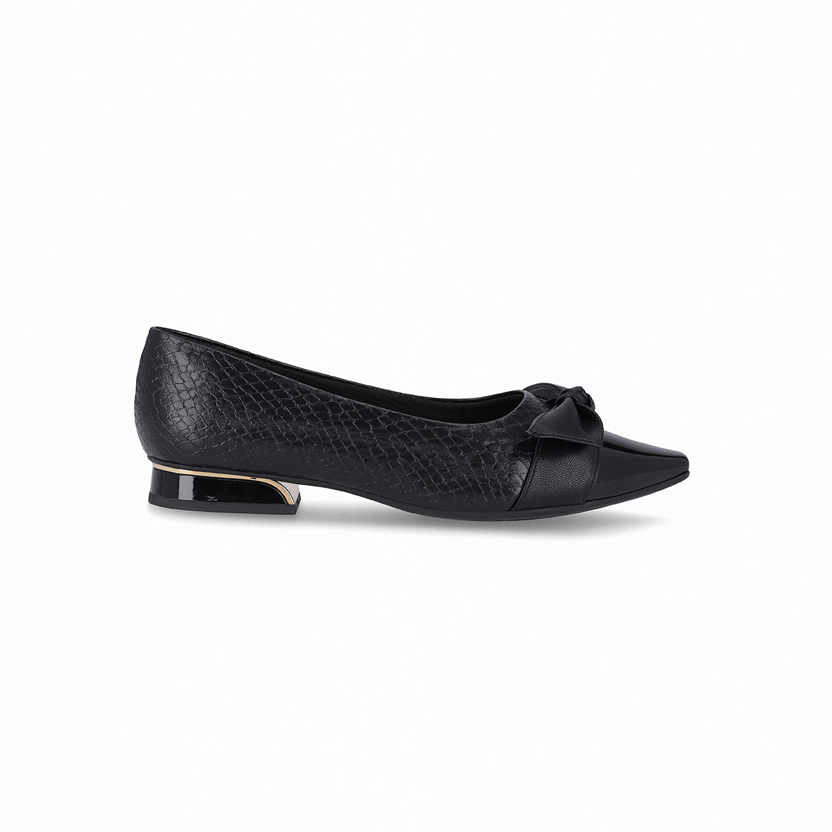 balerina silvia de tacon bajo doble textura con mono para mujer negro