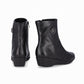 vista trasera botines negros para mujer con suela corrida tacón de 3 cm