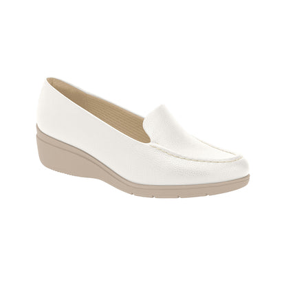 mocasines para mujer color blanco suela color beige, básico, diseño práctico y cómodo