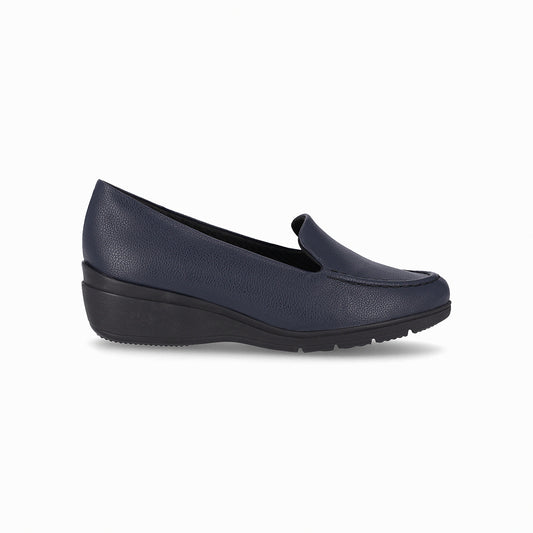 mocasín para mujer color azul marino, básico, diseño práctico y cómodo