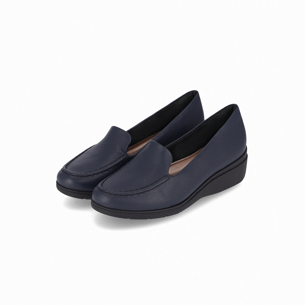 mocasines para mujer color azul marino suela negra, básico, diseño práctico y cómodo