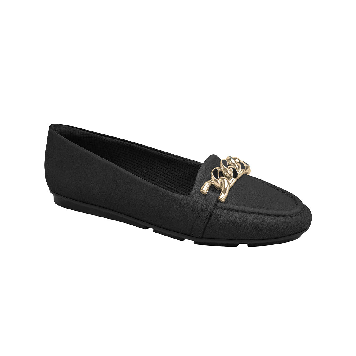 mocasin michele de tacon bajo con detalle de cadena para mujer negro
