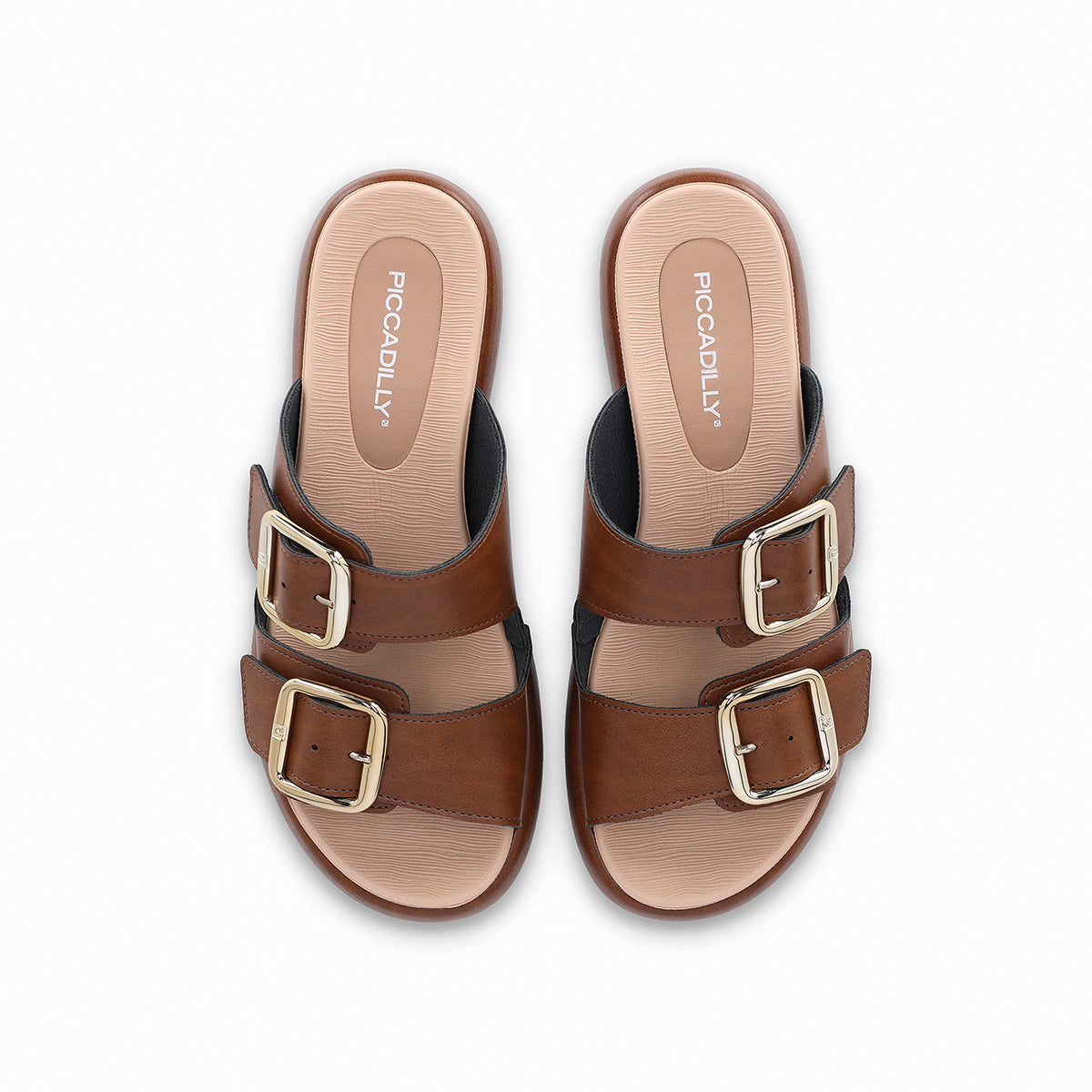 Sandalia Sol de plataforma casual de metedera con hebillas para mujer cafe